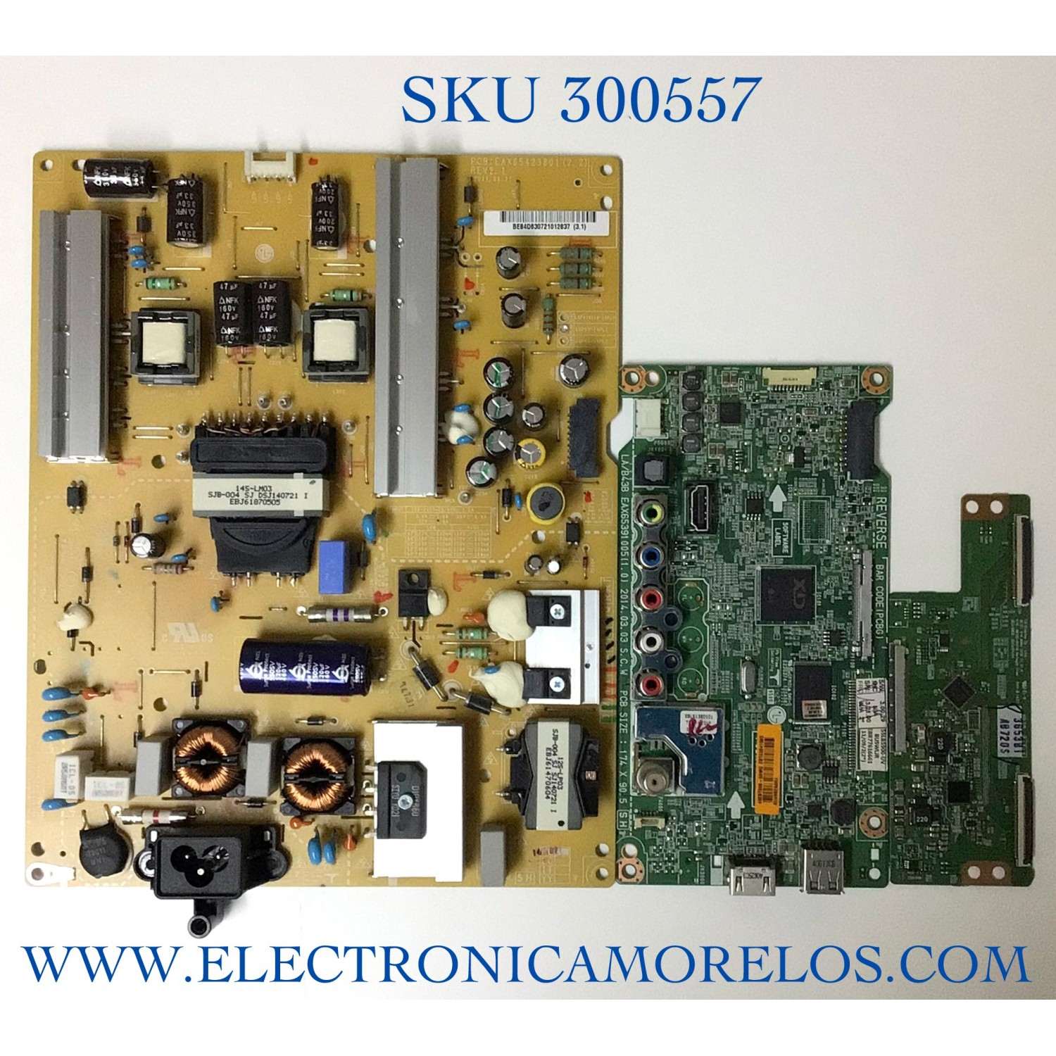 KIT DE TARJETAS PARA TV LG MAIN EBT62841583 / EAX65391005  / FUENTE EAY63072101 / EAX65423801 / LGP55-14PL2 / T-CON 6871L-3653B / 6870C-0471D / 3653B / PANEL LC550DUE (FG)(A4) / MODELO 55LB5900-UV.BUSWLJR / 55LB5900-UV / 55LB5900